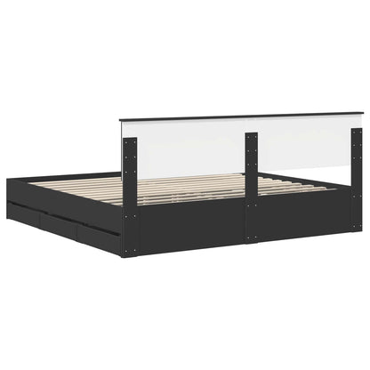 Bedframe met lade met opslag Zwart 200 x 200 cm Ingenieurshout