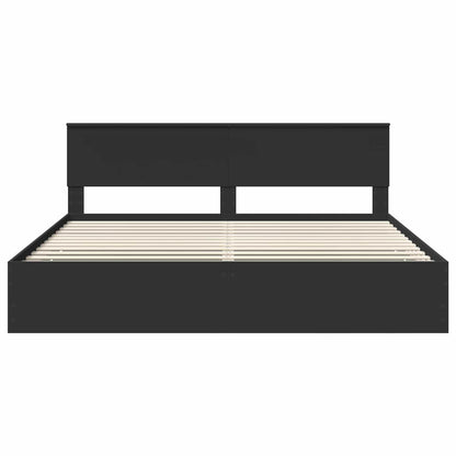 Bedframe met lade met opslag Zwart 200 x 200 cm Ingenieurshout