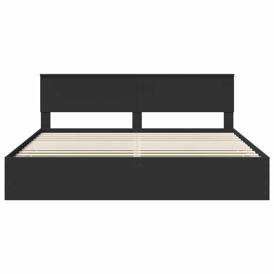 Bedframe met lade met opslag Zwart 200 x 200 cm Ingenieurshout