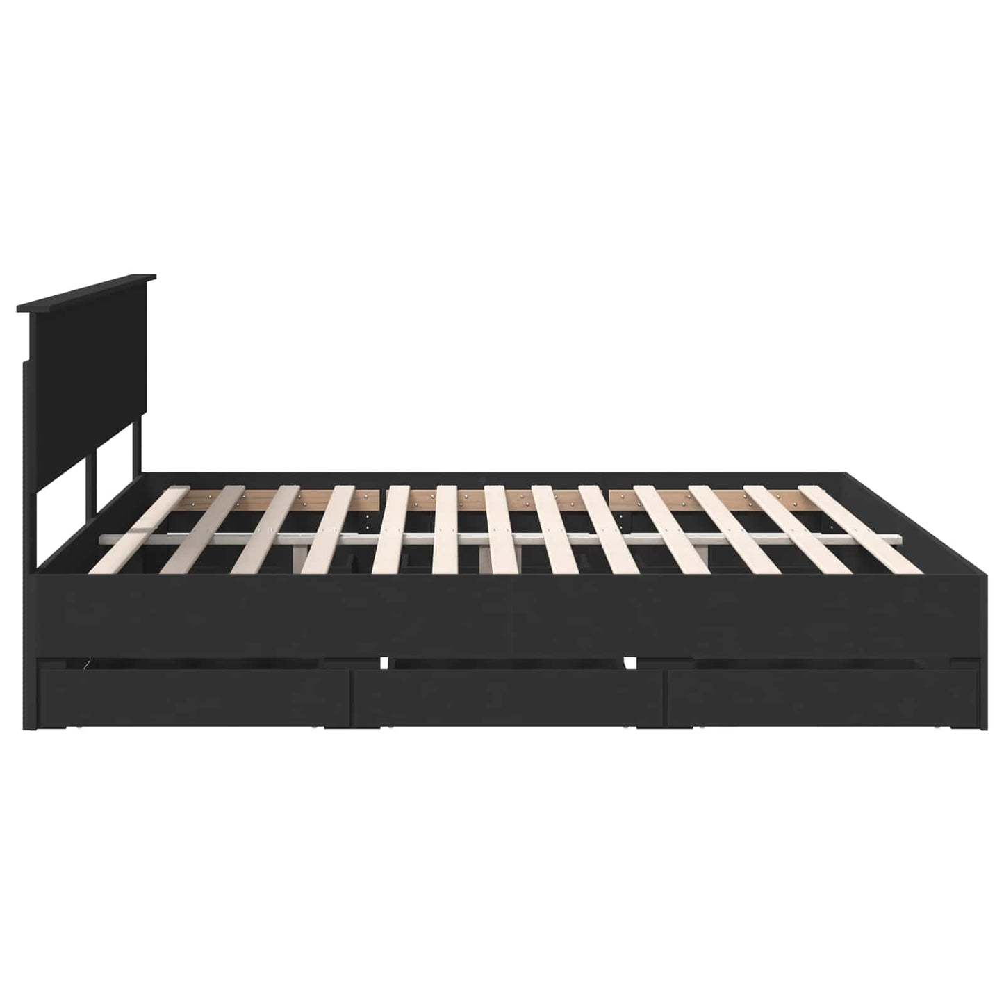 Bedframe met lade met opslag Zwart 200 x 200 cm Ingenieurshout