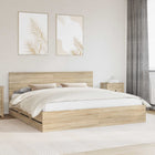 Bed frame with drawer Sonoma Oak 200 x 200 cm Engineered wood
