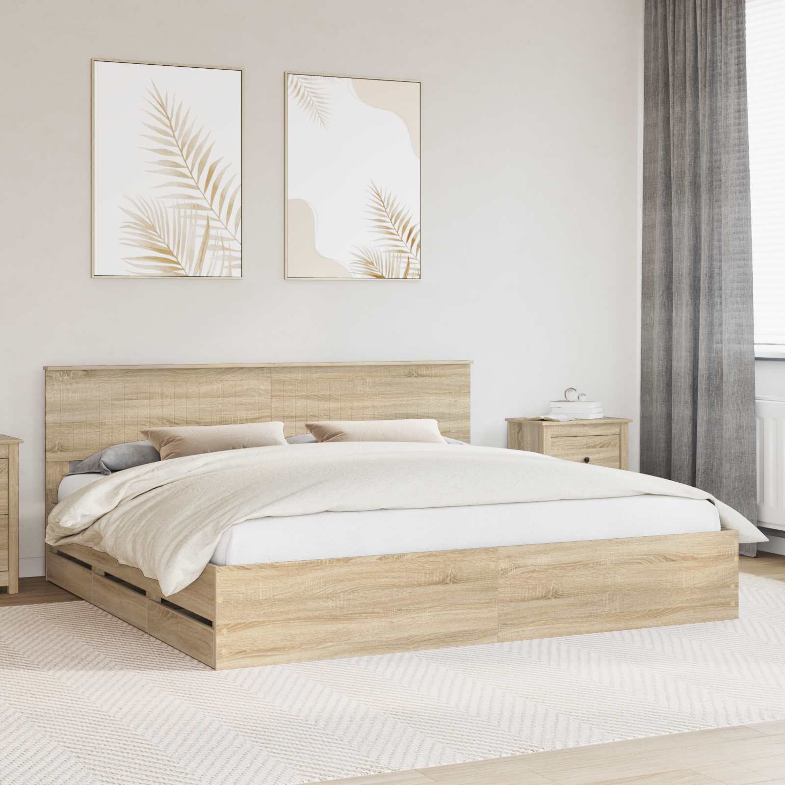 Bedframe met lade Sonoma Eiken 200 x 200 cm Ingenieurshout