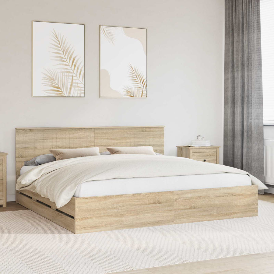 Bedframe met lade Sonoma Eiken 200 x 200 cm Ingenieurshout