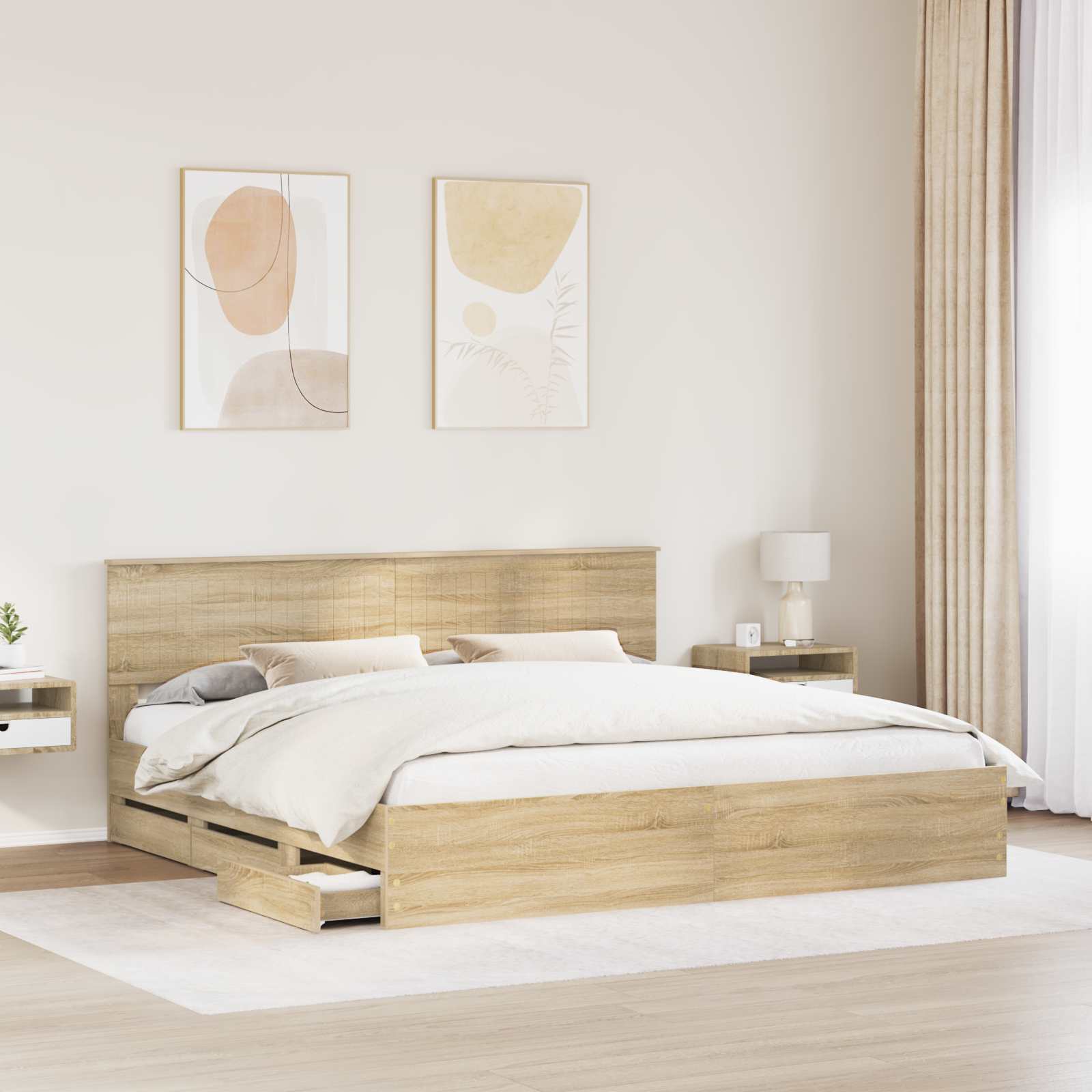 Bedframe met lade Sonoma Eiken 200 x 200 cm Ingenieurshout