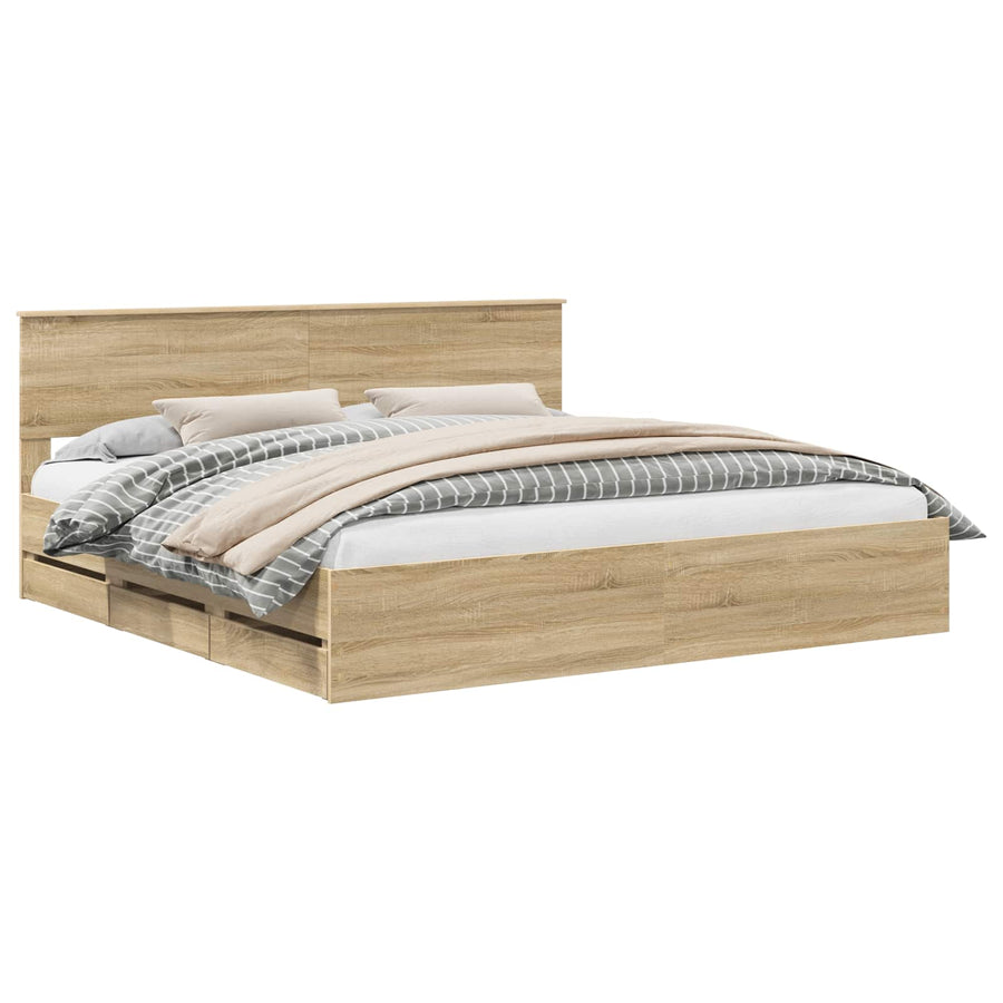 Bedframe met lade Sonoma Eiken 200 x 200 cm Ingenieurshout