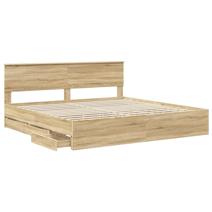 Bedframe met lade Sonoma Eiken 200 x 200 cm Ingenieurshout