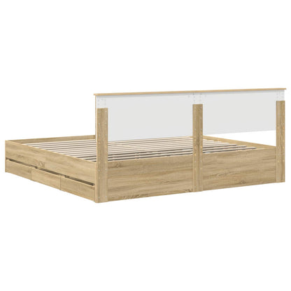 Bedframe met lade Sonoma Eiken 200 x 200 cm Ingenieurshout
