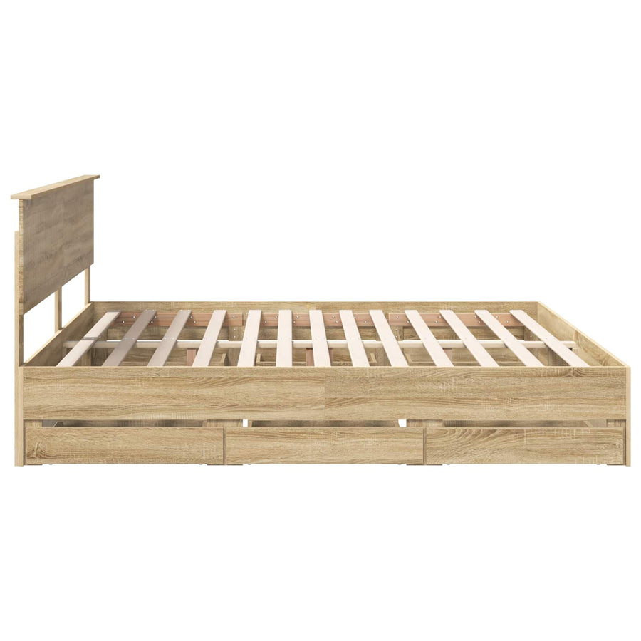 Bedframe met lade Sonoma Eiken 200 x 200 cm Ingenieurshout