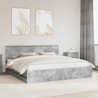 Bed Frame with Drawer Concrete Grey 200 x 200 cm Engineered Wood