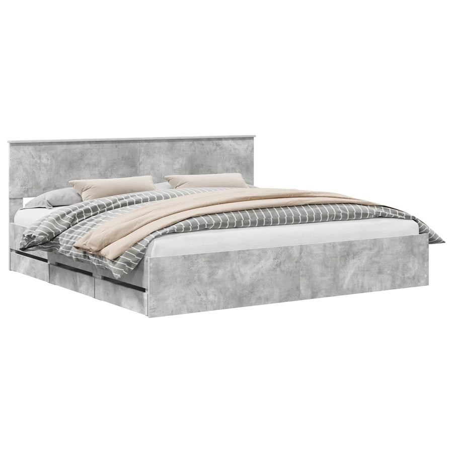 Bedframe met lade Beton Grijs 200 x 200 cm Ingenieurshout