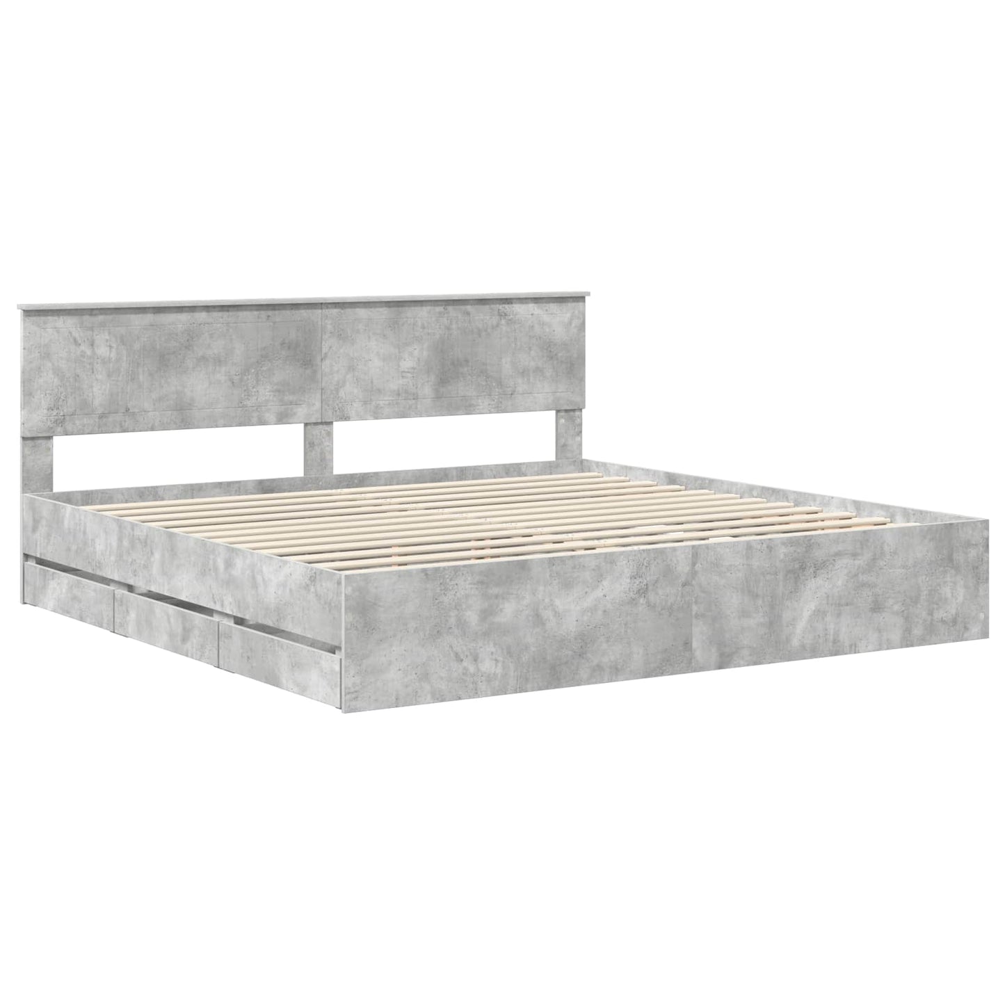 Bedframe met lade Beton Grijs 200 x 200 cm Ingenieurshout