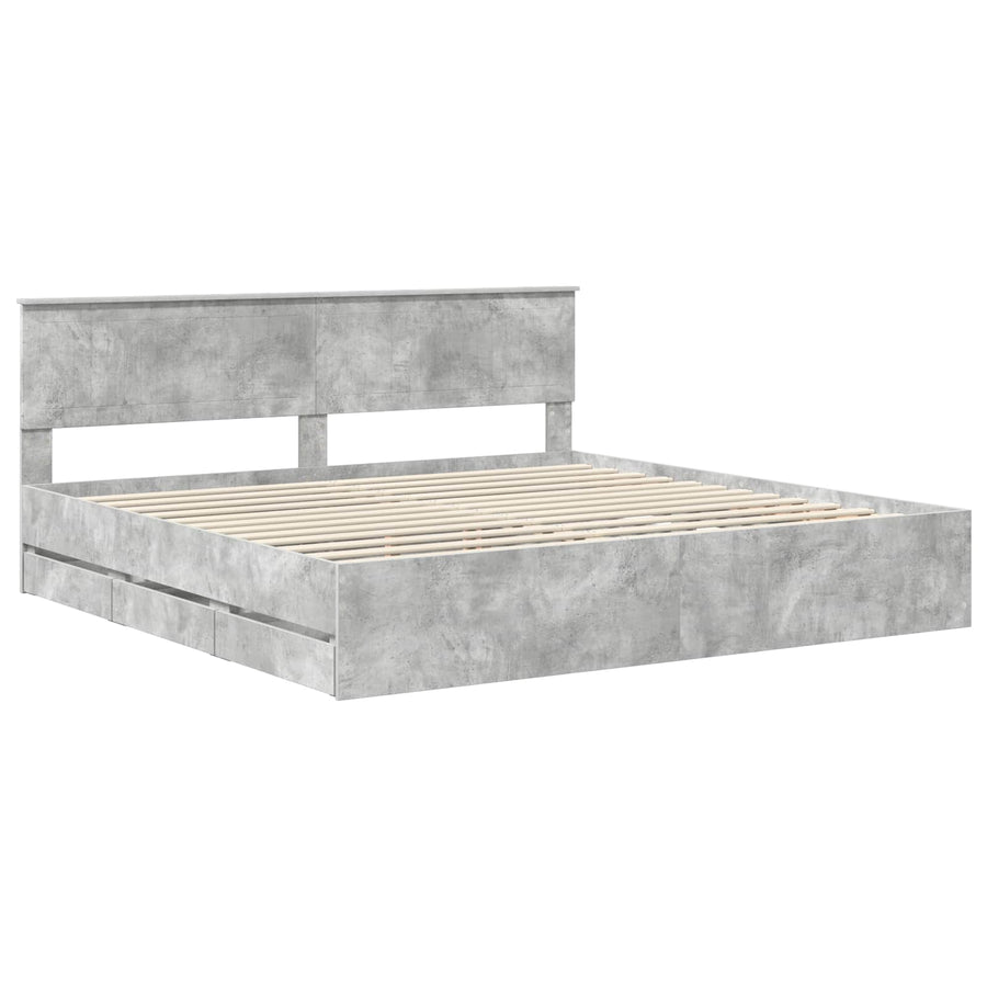 Bedframe met lade Beton Grijs 200 x 200 cm Ingenieurshout
