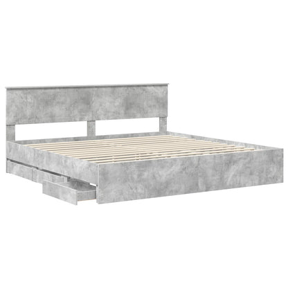 Bedframe met lade Beton Grijs 200 x 200 cm Ingenieurshout
