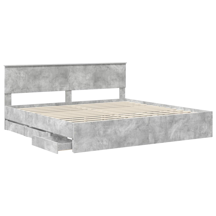 Bedframe met lade Beton Grijs 200 x 200 cm Ingenieurshout