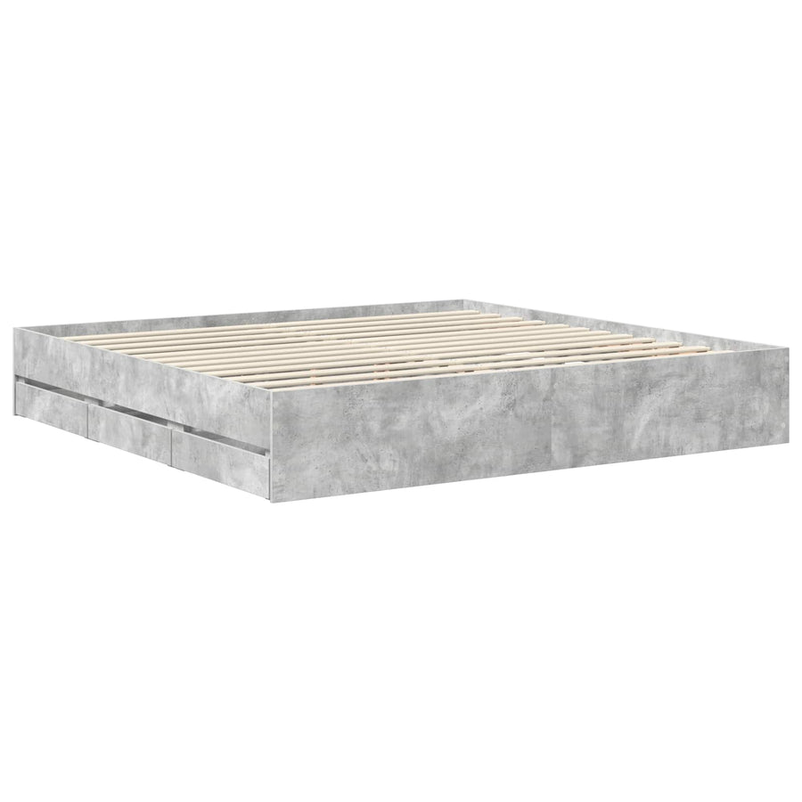 Bedframe met lade Beton Grijs 200 x 200 cm Ingenieurshout