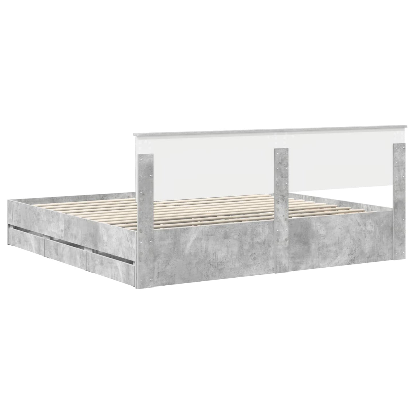 Bedframe met lade Beton Grijs 200 x 200 cm Ingenieurshout