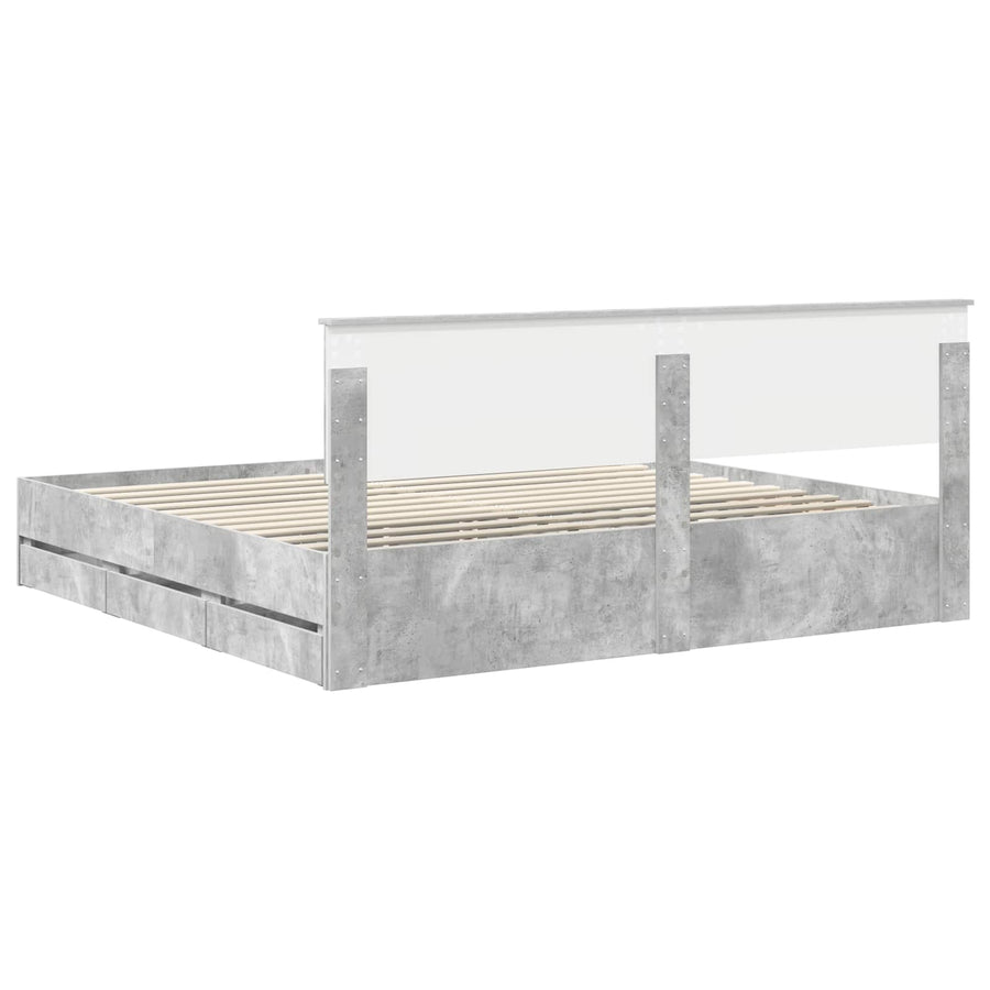 Bedframe met lade Beton Grijs 200 x 200 cm Ingenieurshout