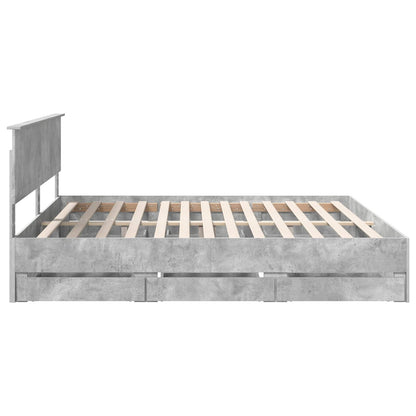 Bedframe met lade Beton Grijs 200 x 200 cm Ingenieurshout