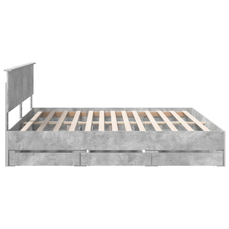 Bedframe met lade Beton Grijs 200 x 200 cm Ingenieurshout