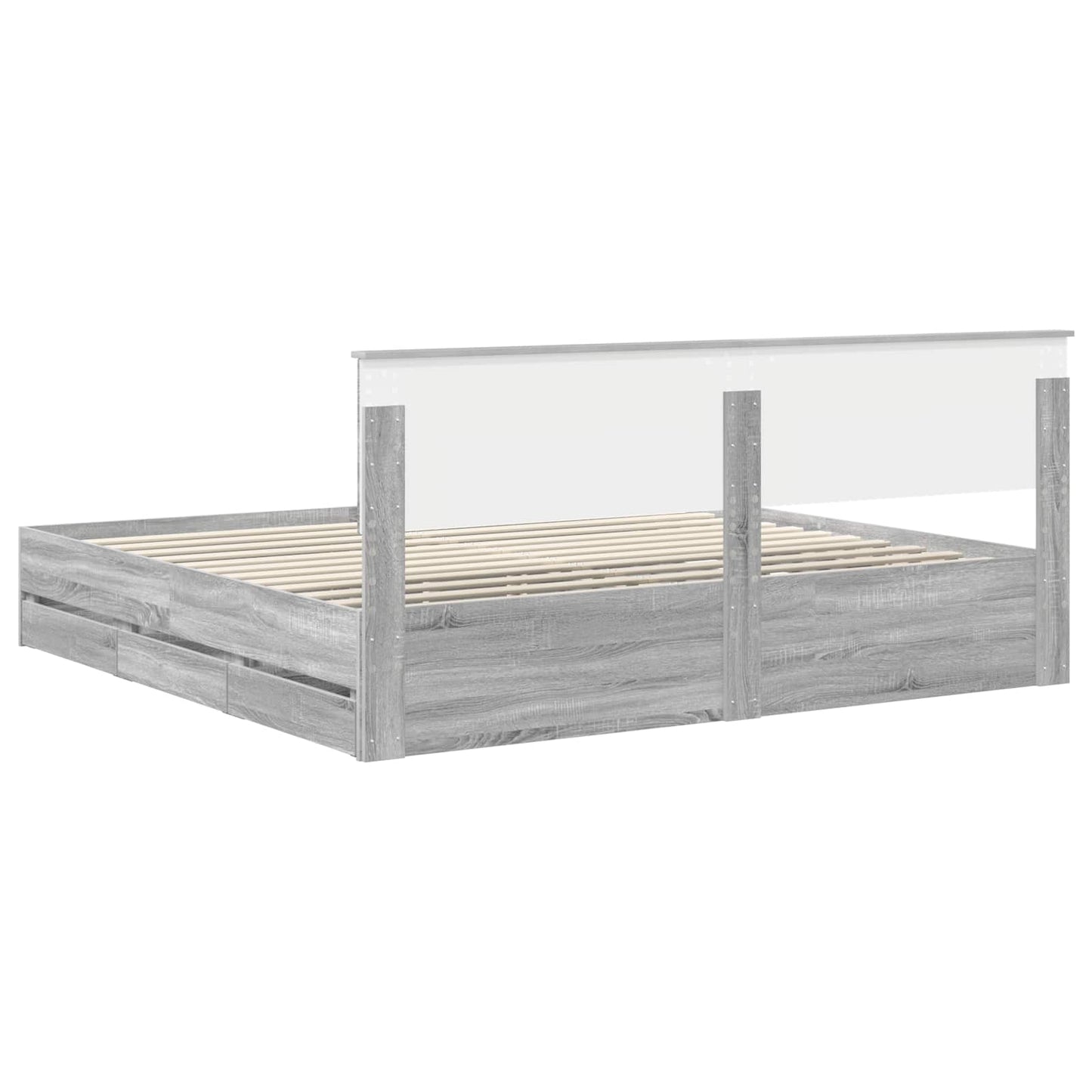 Bedframe met lade Grijs Sonoma 200 x 200 cm Ingenieurshout