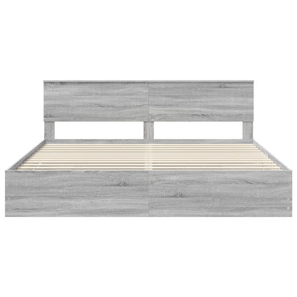 Bedframe met lade Grijs Sonoma 200 x 200 cm Ingenieurshout