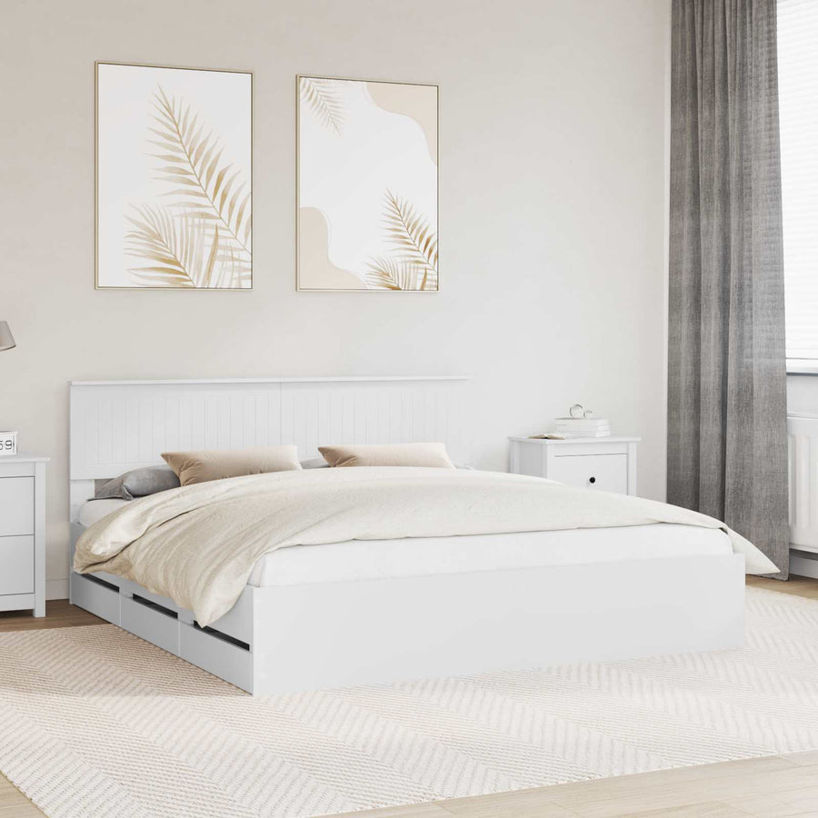 Bedframe met lade met opslag Wit 180 x 200 cm Ingenieurshout