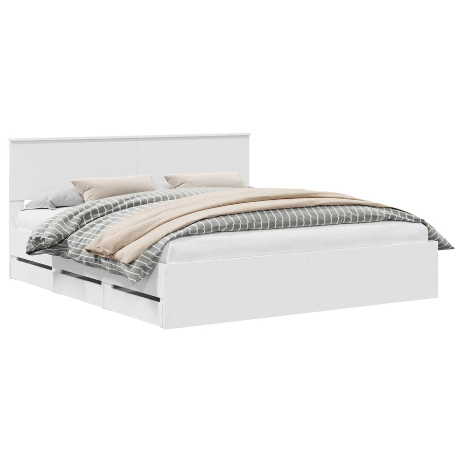 Bedframe met lade met opslag Wit 180 x 200 cm Ingenieurshout