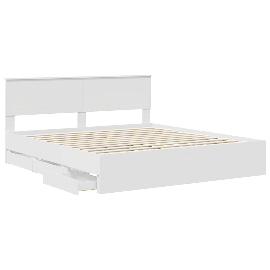 Bedframe met lade met opslag Wit 180 x 200 cm Ingenieurshout