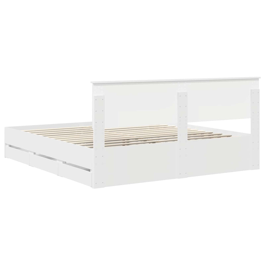 Bedframe met lade met opslag Wit 180 x 200 cm Ingenieurshout