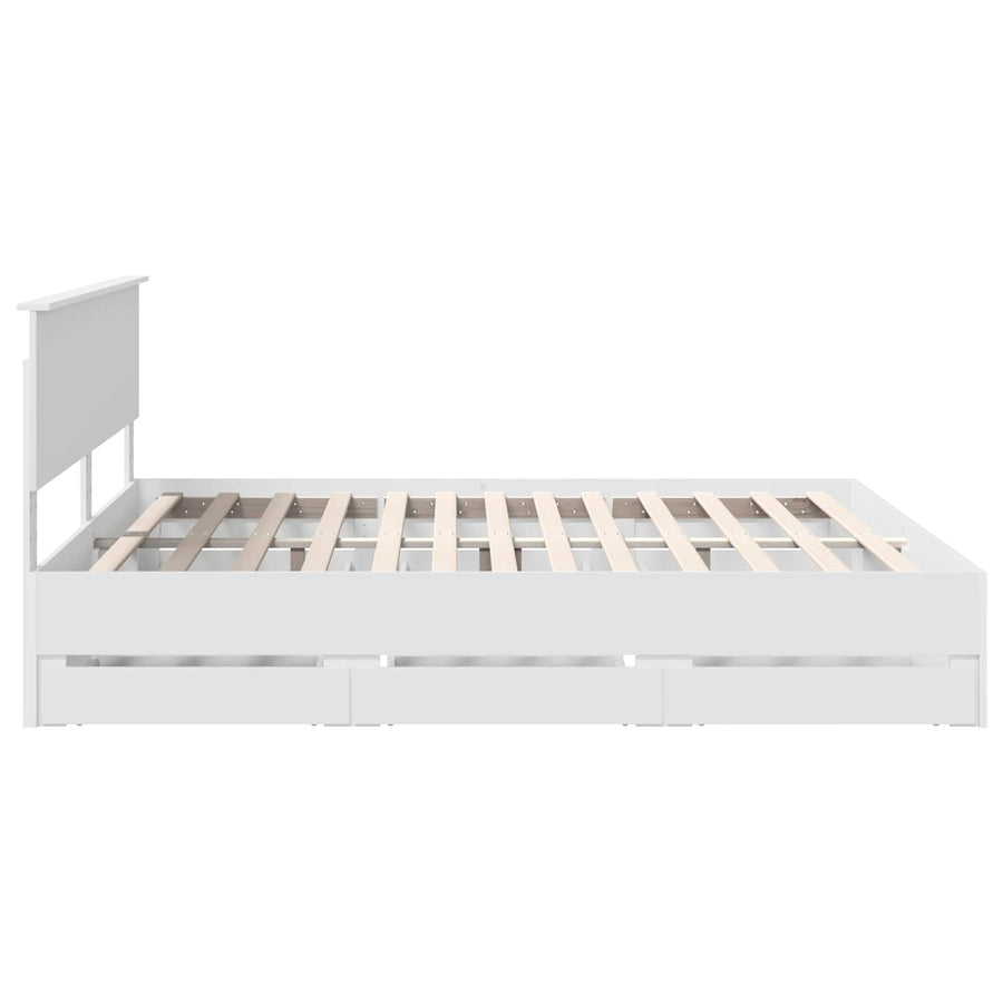 Bedframe met lade met opslag Wit 180 x 200 cm Ingenieurshout
