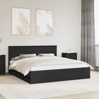 Bed frame with drawer with storage Black 180 x 200 cm Engineered wood