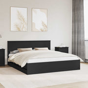 Bed frame with drawer with storage Black 180 x 200 cm Engineered wood