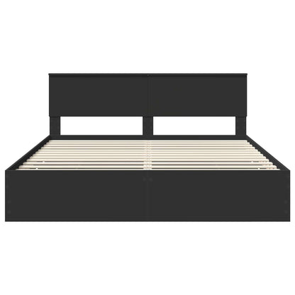 Bedframe met lade met opslag Zwart 180 x 200 cm Ingenieurshout
