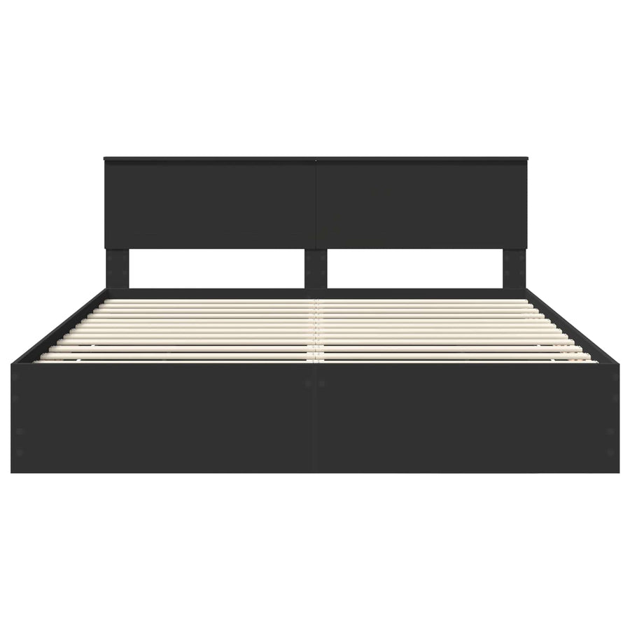 Bedframe met lade met opslag Zwart 180 x 200 cm Ingenieurshout