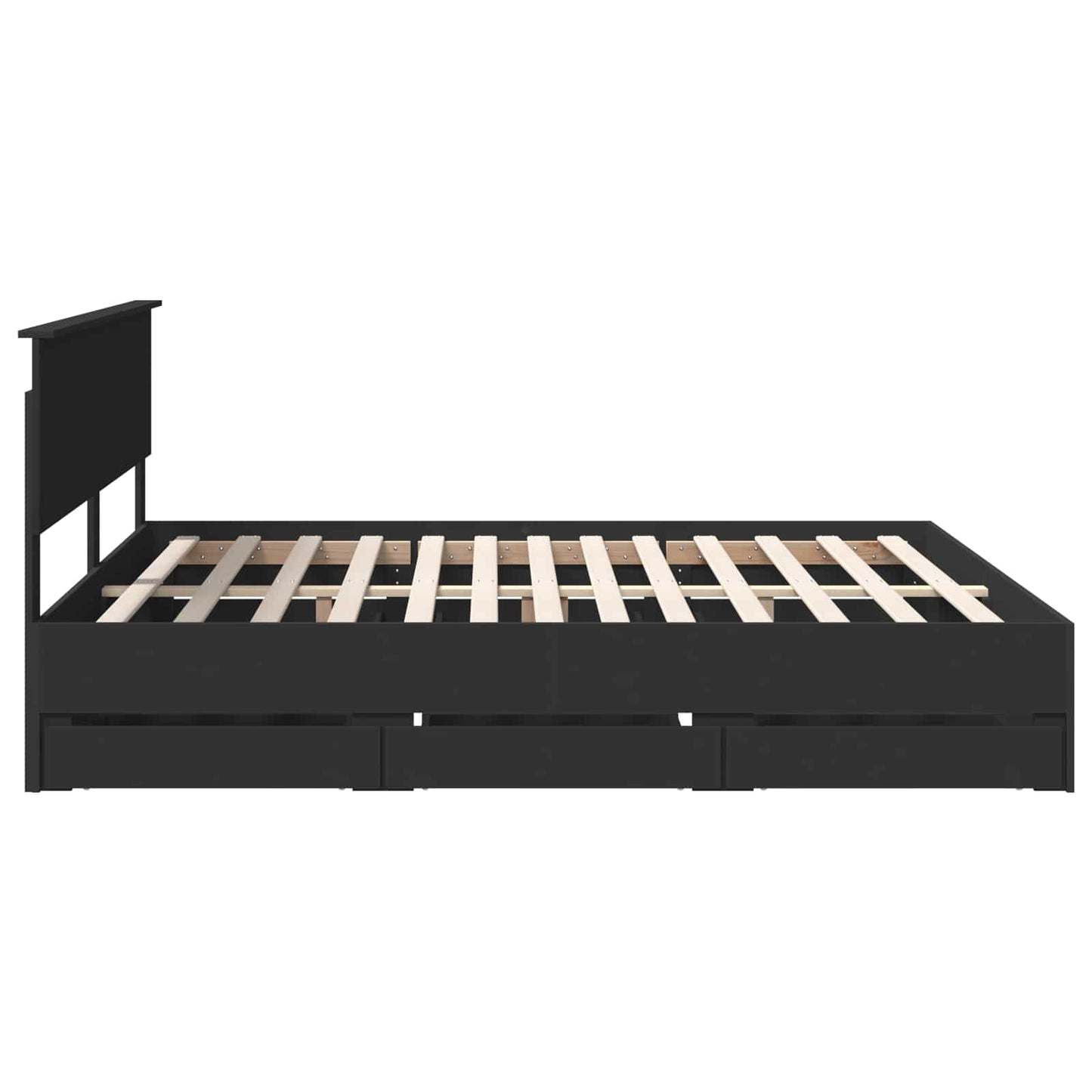 Bedframe met lade met opslag Zwart 180 x 200 cm Ingenieurshout