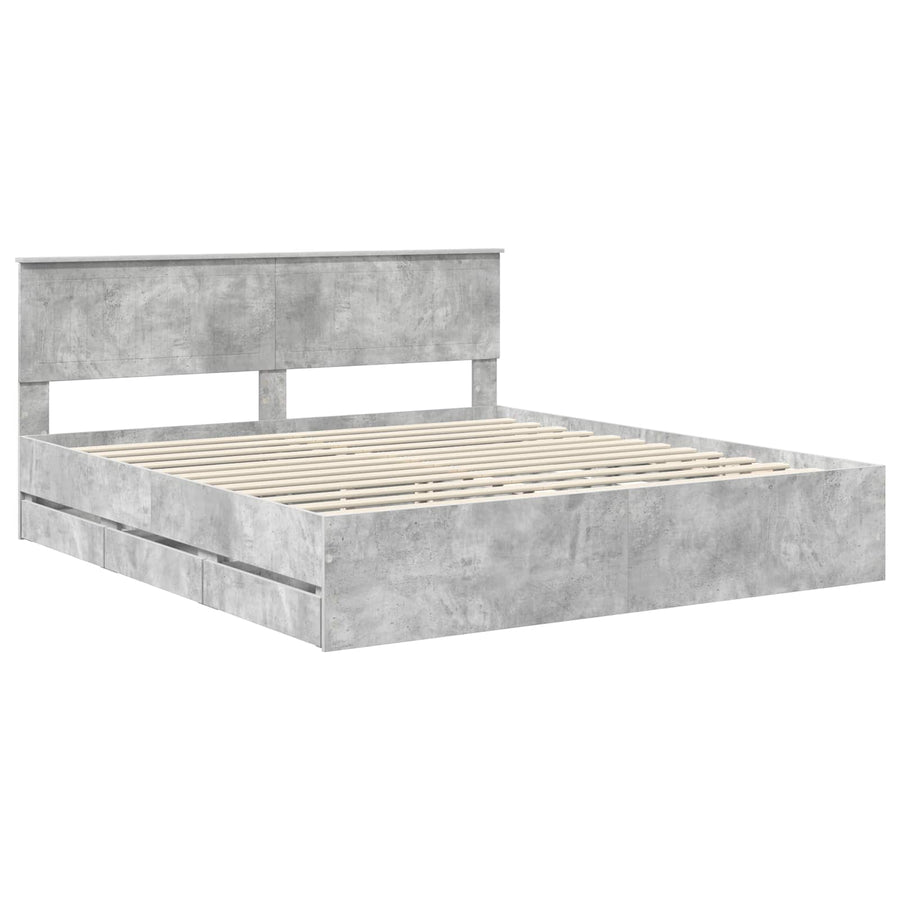 Bedframe met lade Beton Grijs 180 x 200 cm Ingenieurshout