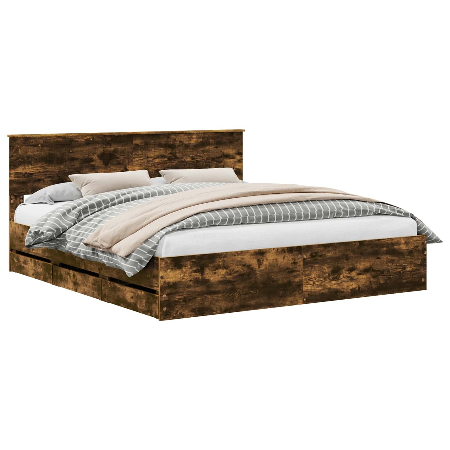 Bedframe met lade Gerookt eiken 180 x 200 cm Ingenieurshout