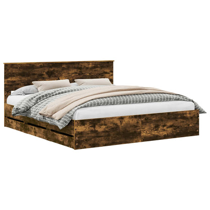 Bedframe met lade Gerookt eiken 180 x 200 cm Ingenieurshout