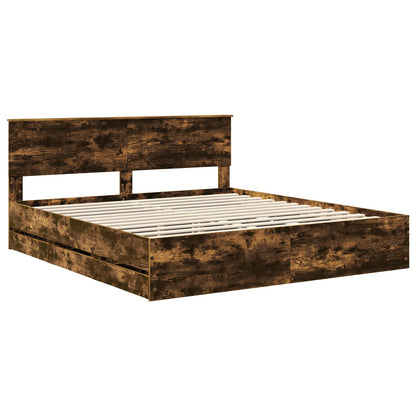 Bedframe met lade Gerookt eiken 180 x 200 cm Ingenieurshout