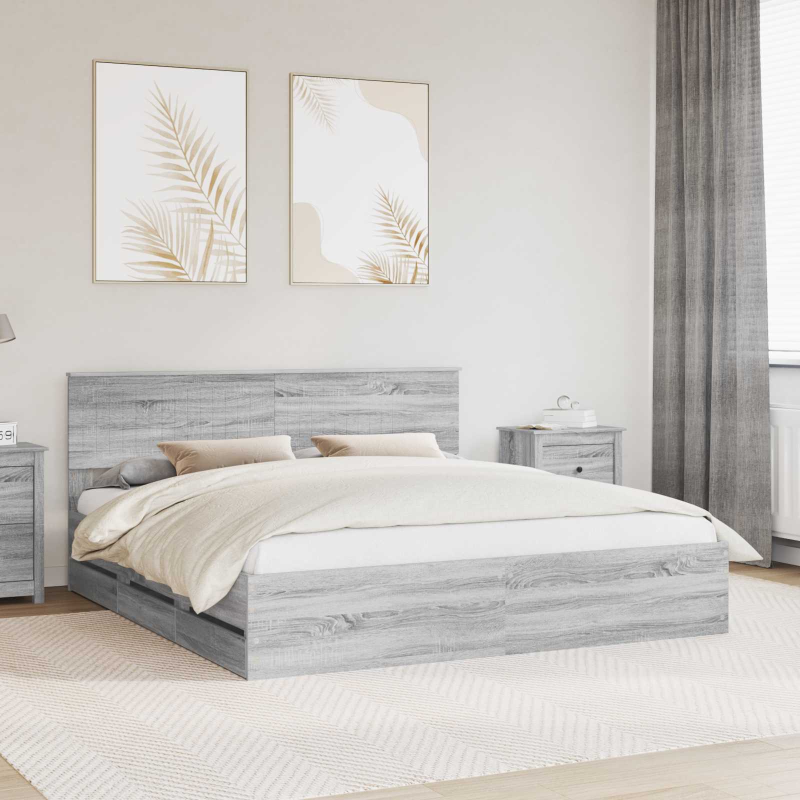 Bedframe met lade Grijs Sonoma 180 x 200 cm Ingenieurshout