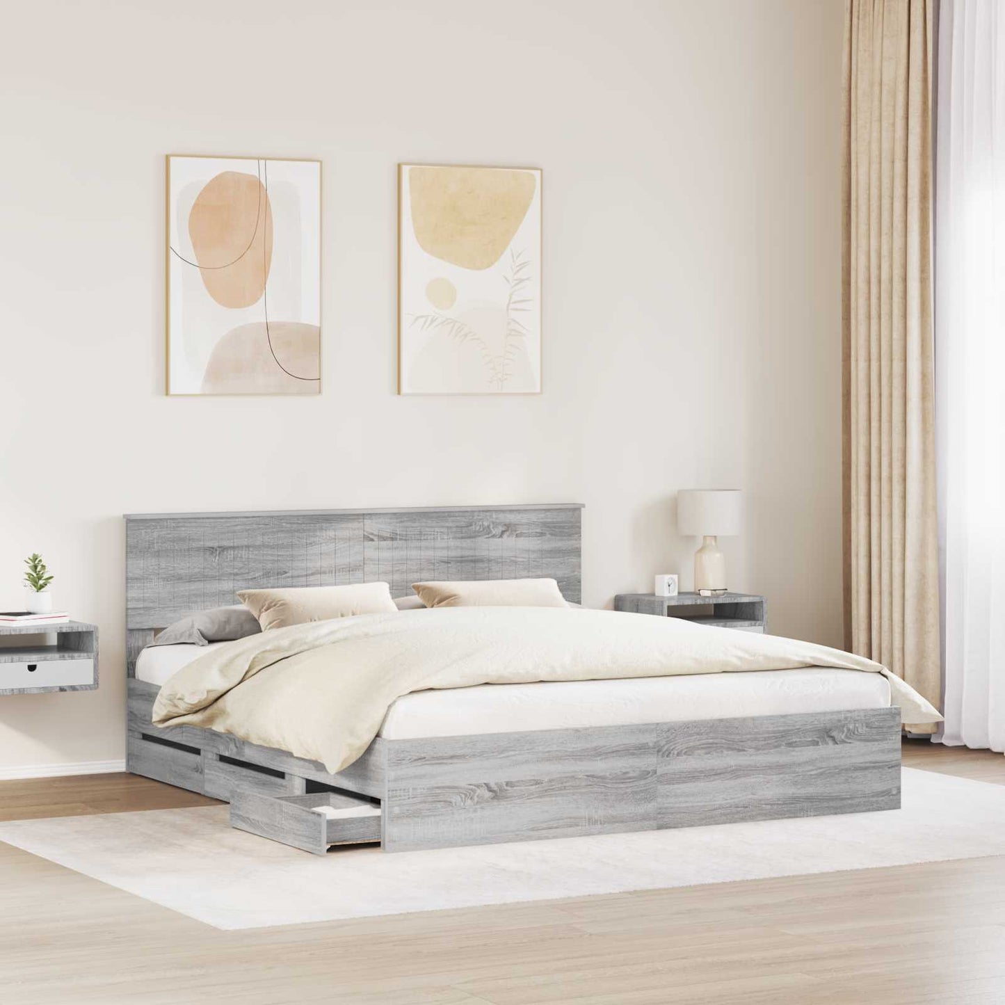 Bedframe met lade Grijs Sonoma 180 x 200 cm Ingenieurshout