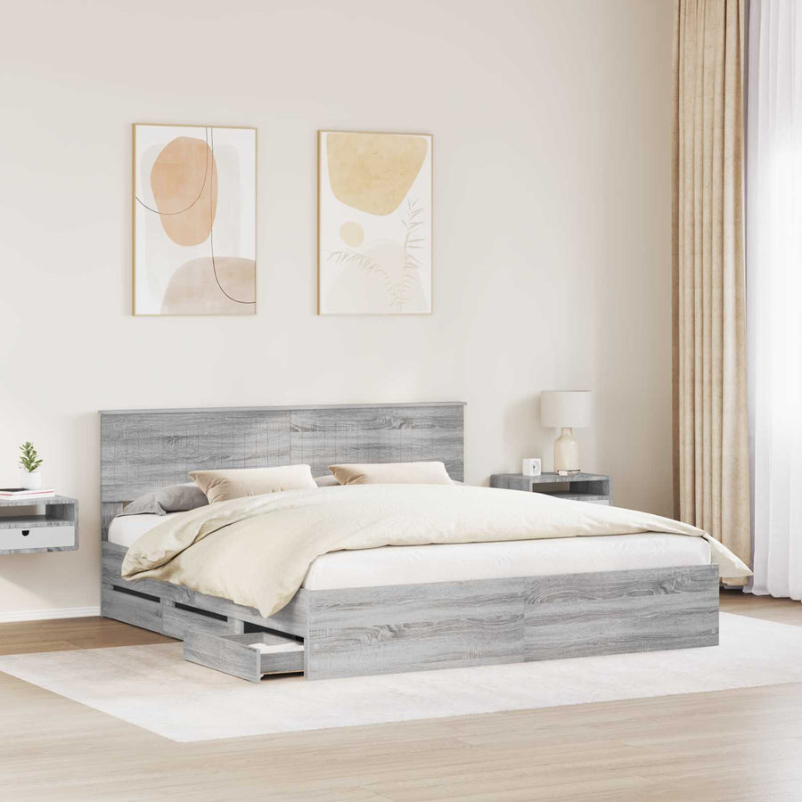 Bedframe met lade Grijs Sonoma 180 x 200 cm Ingenieurshout