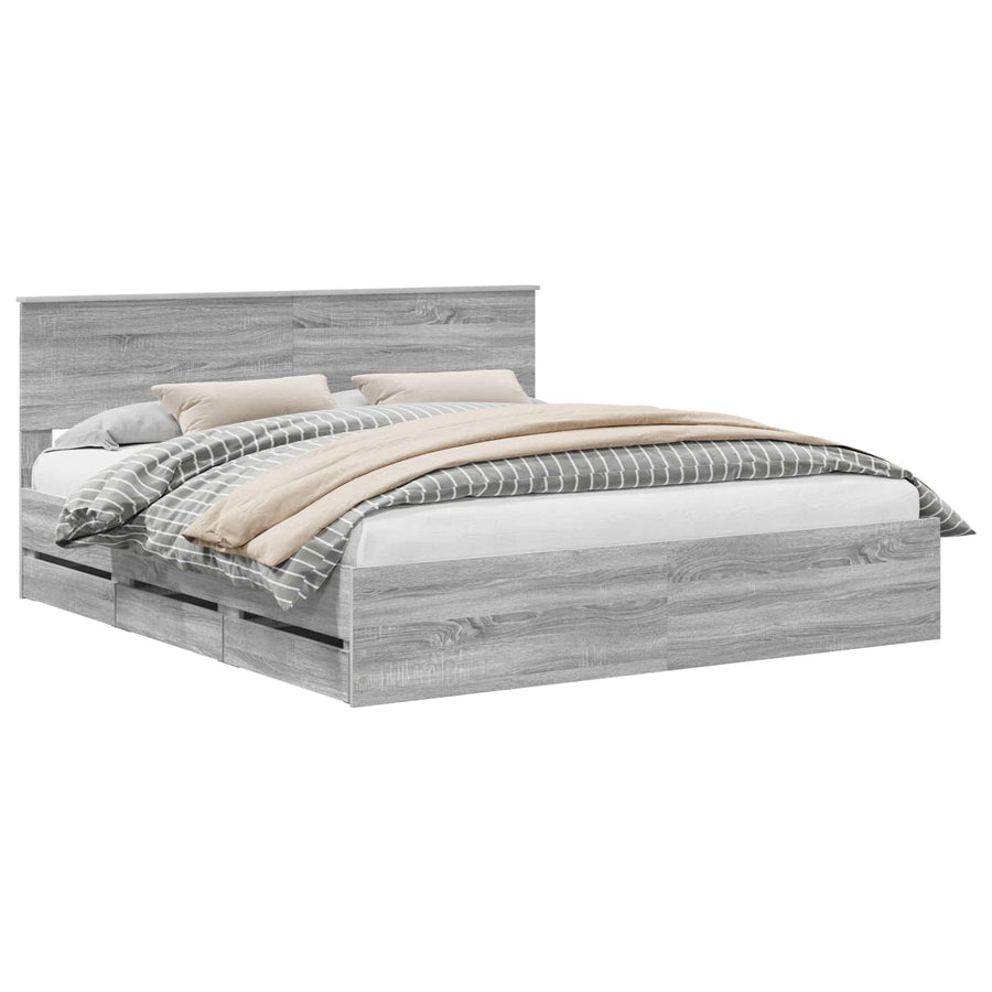 Bedframe met lade Grijs Sonoma 180 x 200 cm Ingenieurshout