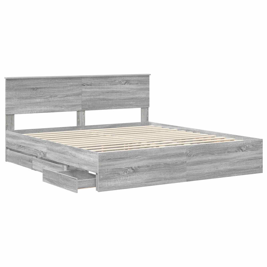 Bedframe met lade Grijs Sonoma 180 x 200 cm Ingenieurshout