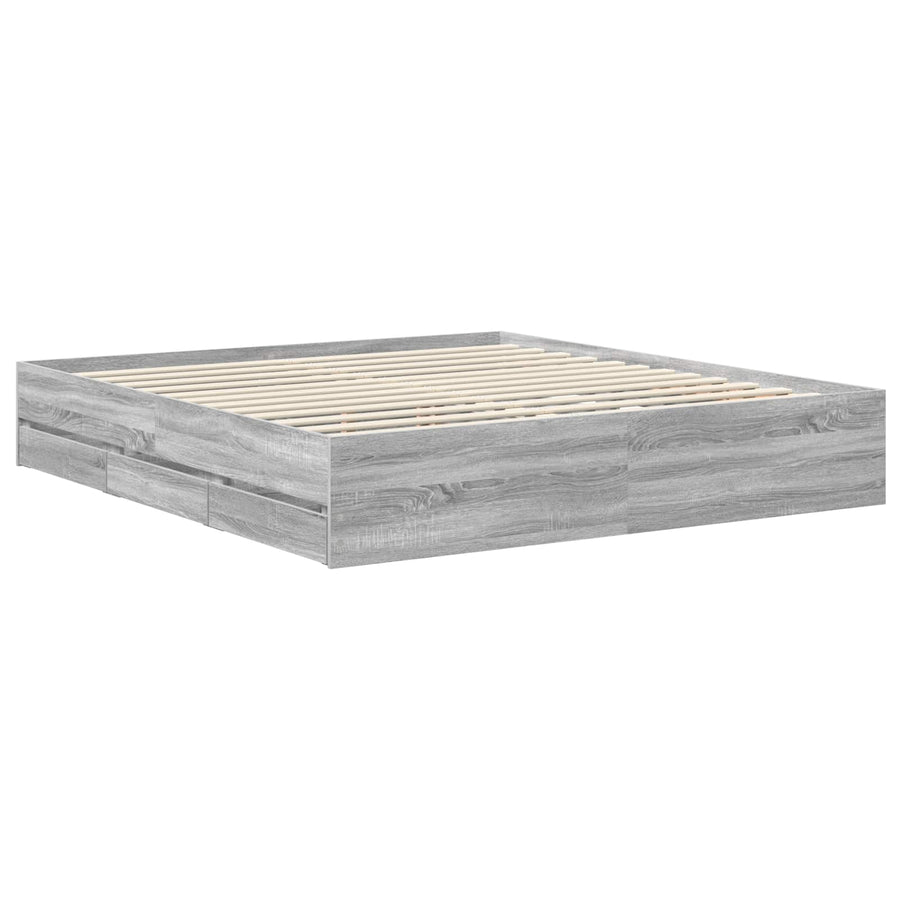 Bedframe met lade Grijs Sonoma 180 x 200 cm Ingenieurshout