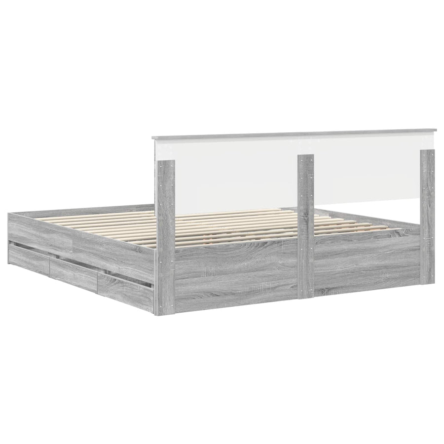Bedframe met lade Grijs Sonoma 180 x 200 cm Ingenieurshout