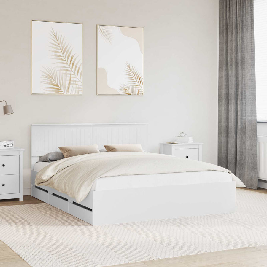 Bedframe met lade met opslag Wit 160 x 200 cm Ingenieurshout