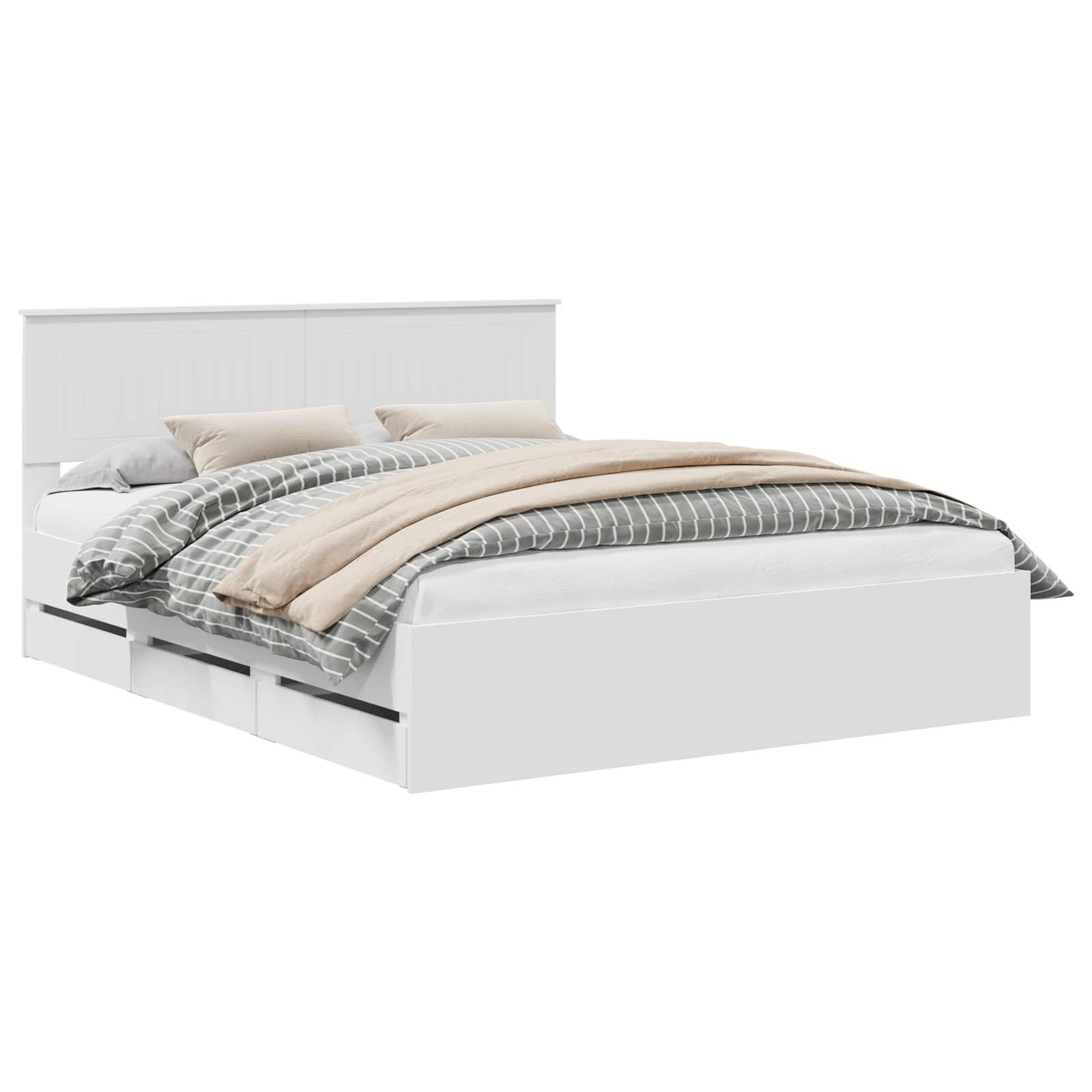 Bedframe met lade met opslag Wit 160 x 200 cm Ingenieurshout