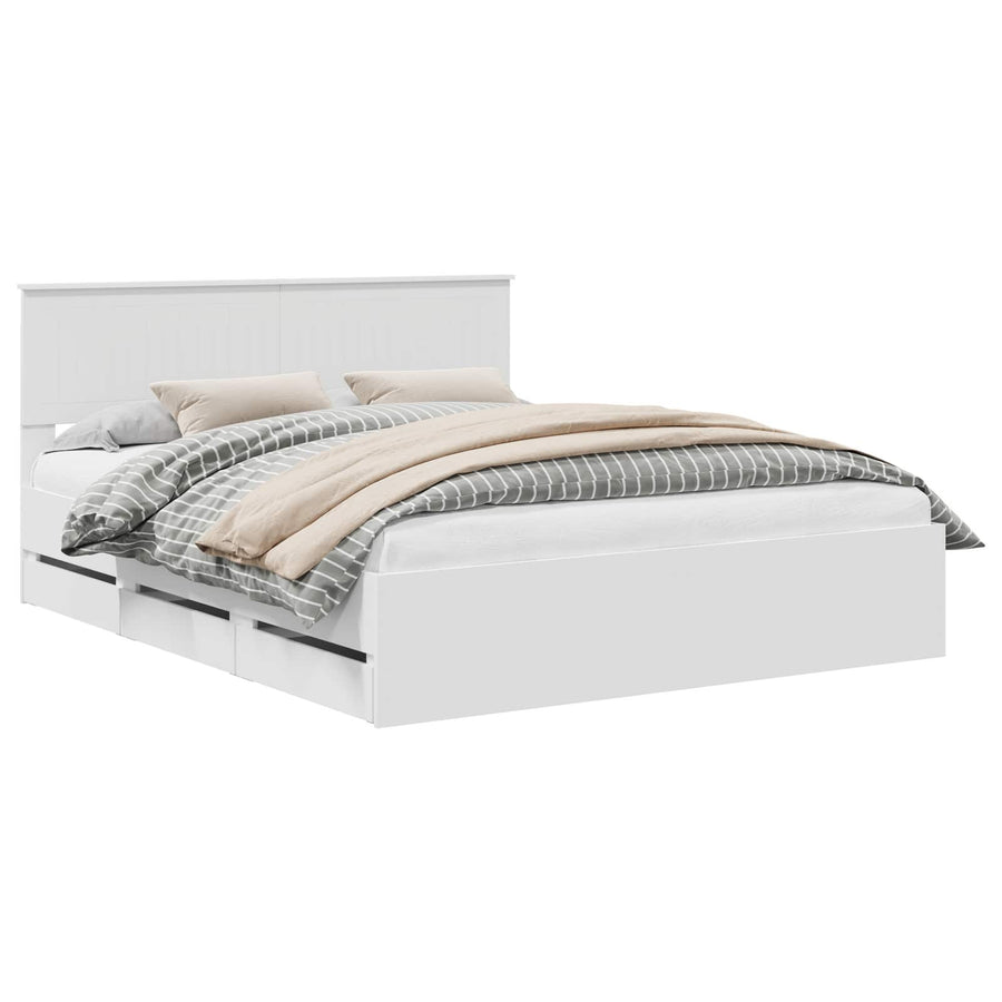 Bedframe met lade met opslag Wit 160 x 200 cm Ingenieurshout