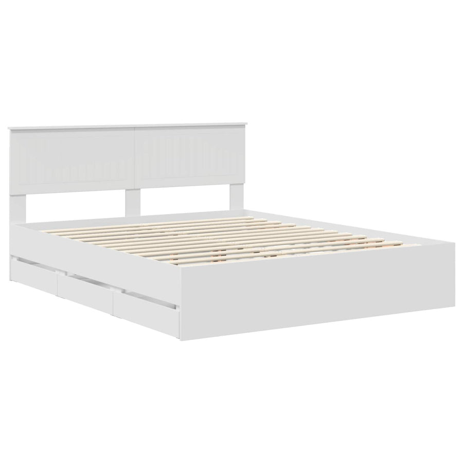 Bedframe met lade met opslag Wit 160 x 200 cm Ingenieurshout
